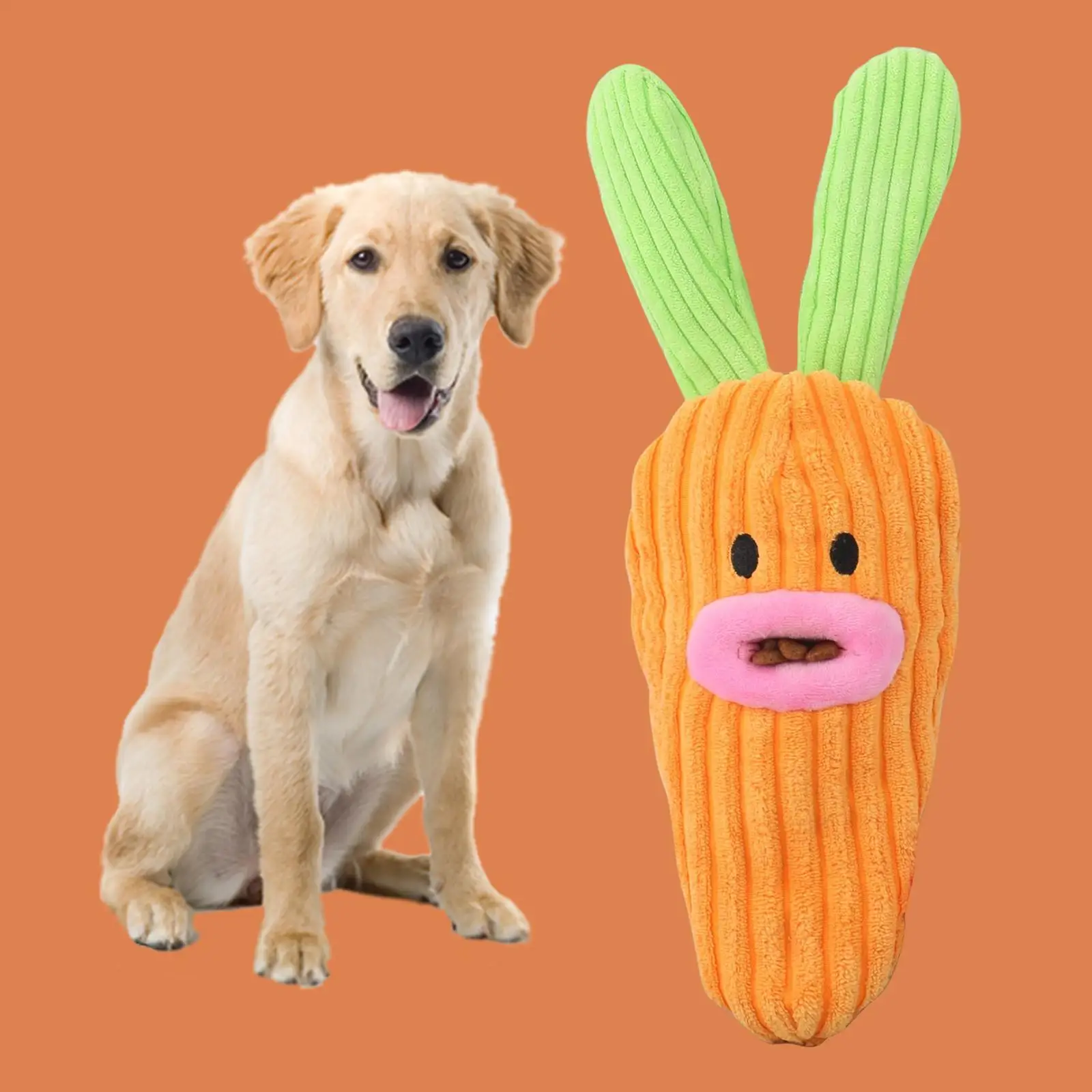 Carrot Rabbit Doll Interactive Durable with Squeaker Food Leakage Dog Chewing Toy for Small Puppy and Medium Dogs Pets Supplies