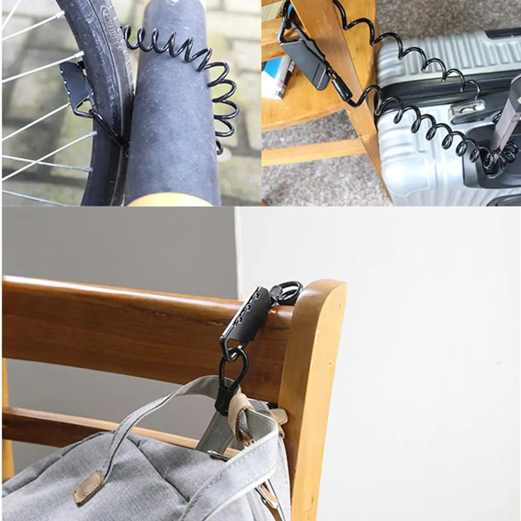 Motorcycle Universal Helmets Lock & Cable Combination Pin Locking Carabiner