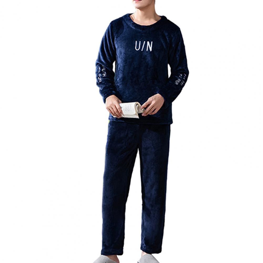 Title 6, 2 Pcs/Set Men Winter Pajamas Set Long Sleeve Th...