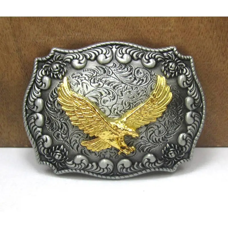 Antique Celtic Embossed Soaring Gold Eagle Belt Buckle Cowboy Style
