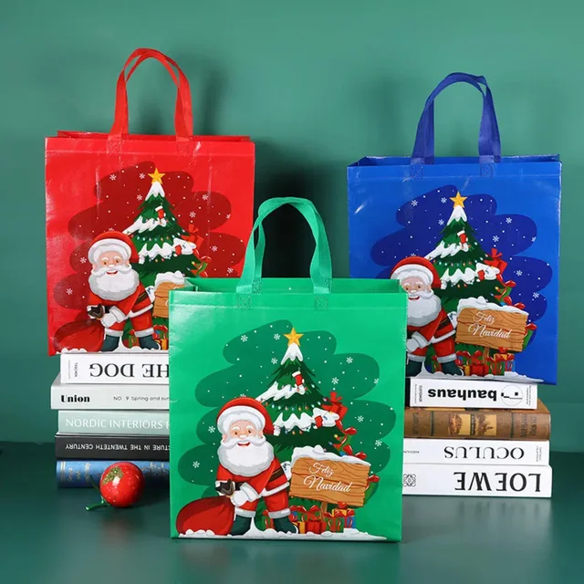 4Pcs Christmas Candy Box Bags Santa Claus Elk Gift Box DIY Cookie Packaging  Bag Kids Favor Merry Christmas Xmas Navidad Decor