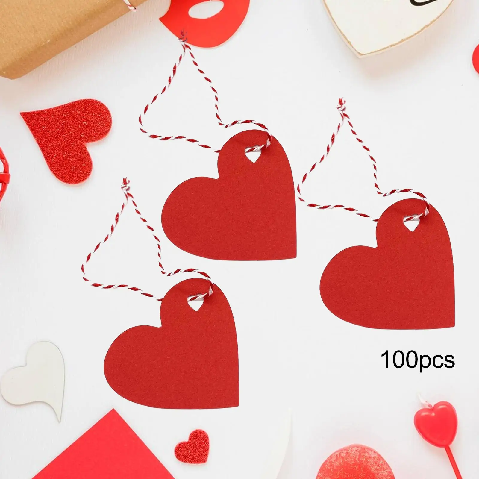 100 Pieces Valentines Day Heart Tags for Mother`s Day Embellishment Wedding