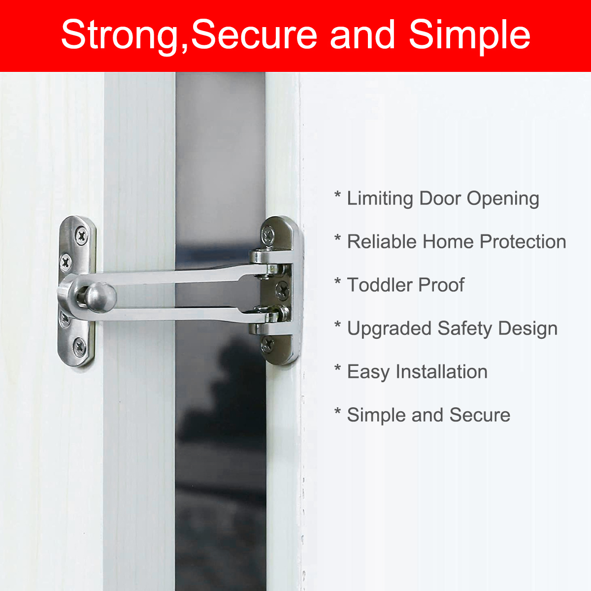 Description Picture 6 of itemDoor Bolt Home Anti-theft Room Door Bar Zinc Alloy Door Lock Latch for Home & Hotel Security Door Chain Lock U Swing Front Doors