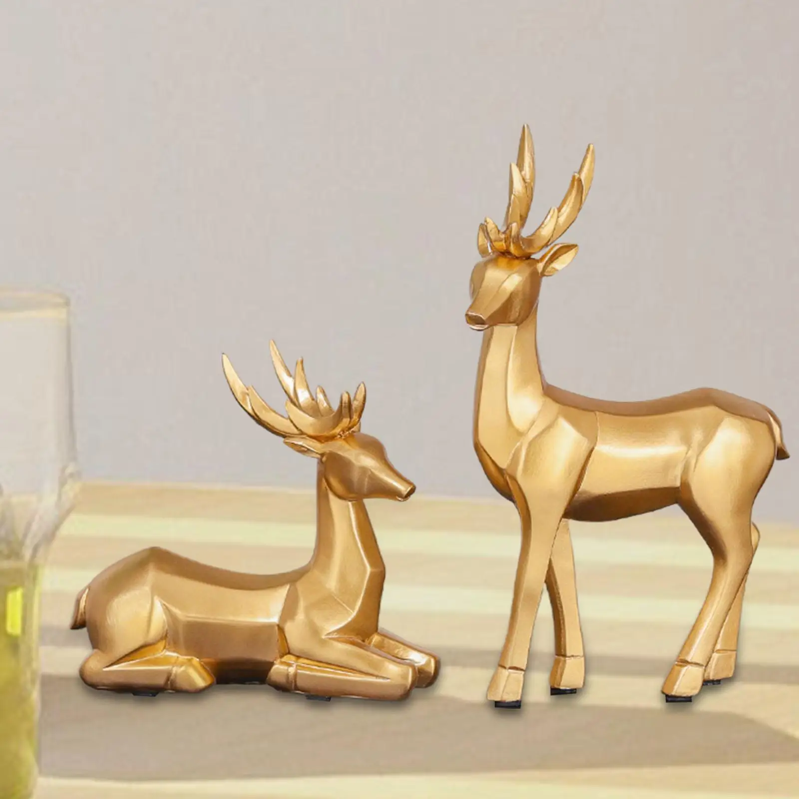 2Pcs Couple Deer Statues Nordic Style Centerpiece Elk for Bedroom Home