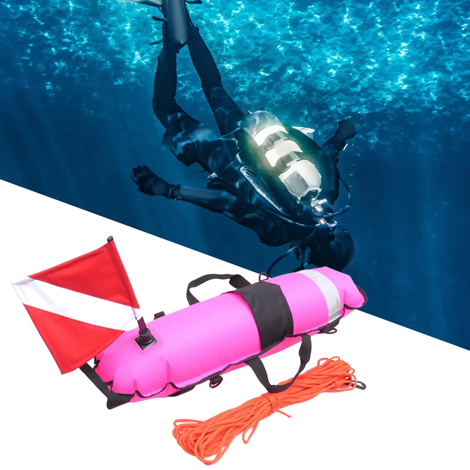 Freediving Buoy Float with Ropes Inflatable Training Buoy for Snorkeling