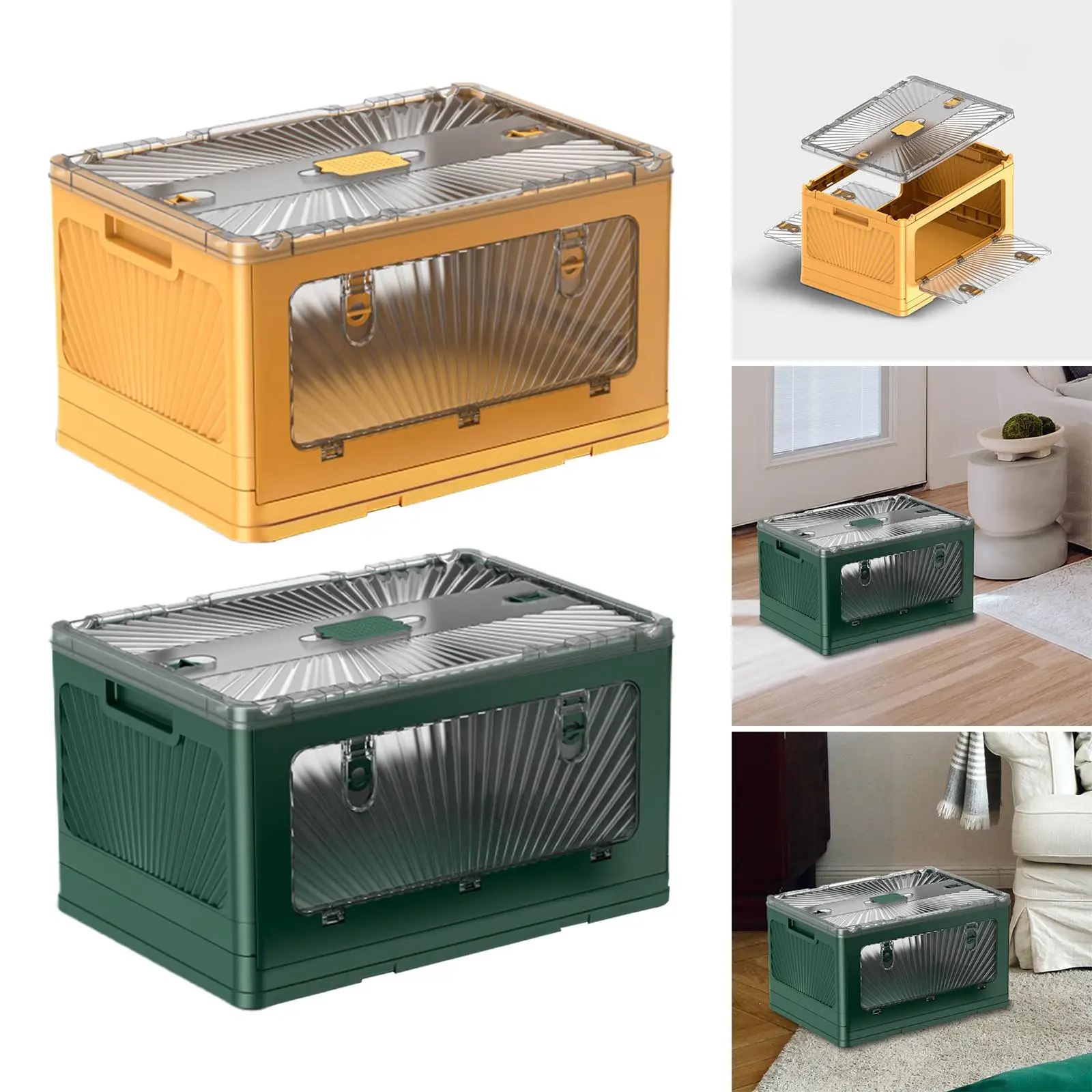 Car Trunk Organizer Cooking Barbecue Traveling Crate Stackable Camping with Lid Fully Open Kitchen Portable Camping Storage Box