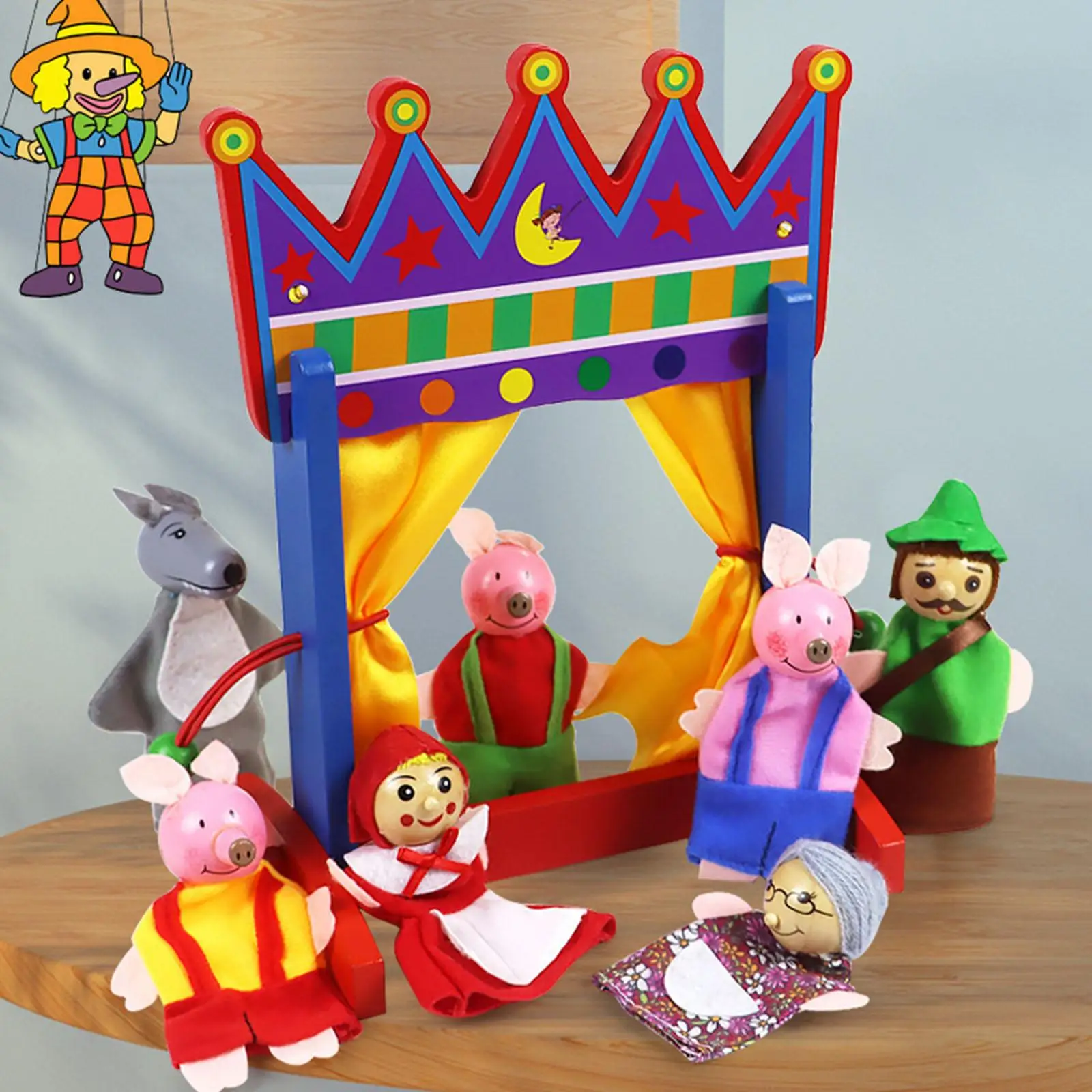  Puppet Stand Set Educational    Finger Puppets for Holiday Bookshelf Preschool Activities