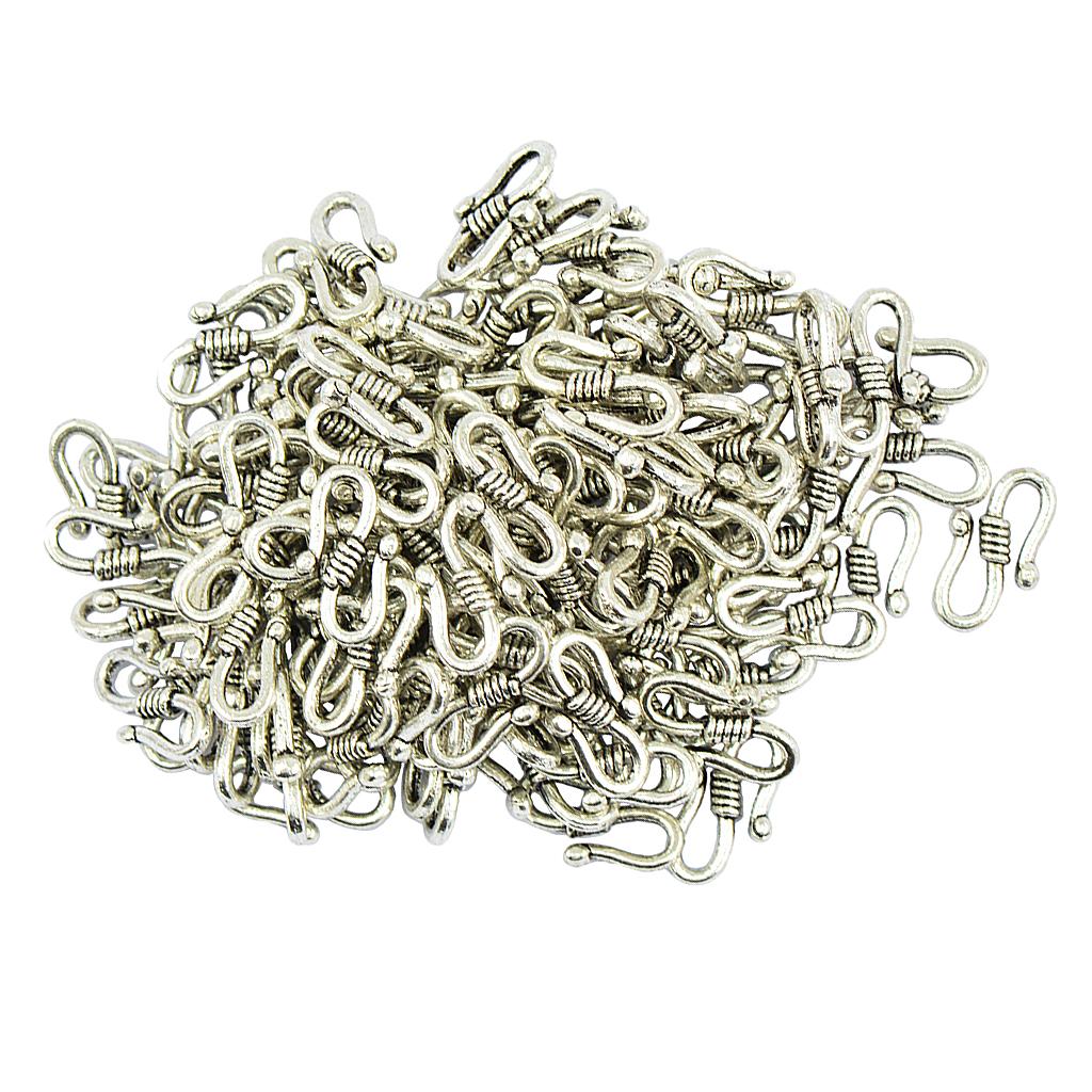 100 Pieces 15x8mm Alloy  Tibetan  Hook Connectors Clasps Necklace Clasp Bracelet Clasp DIY Jewelry Findings Accessories