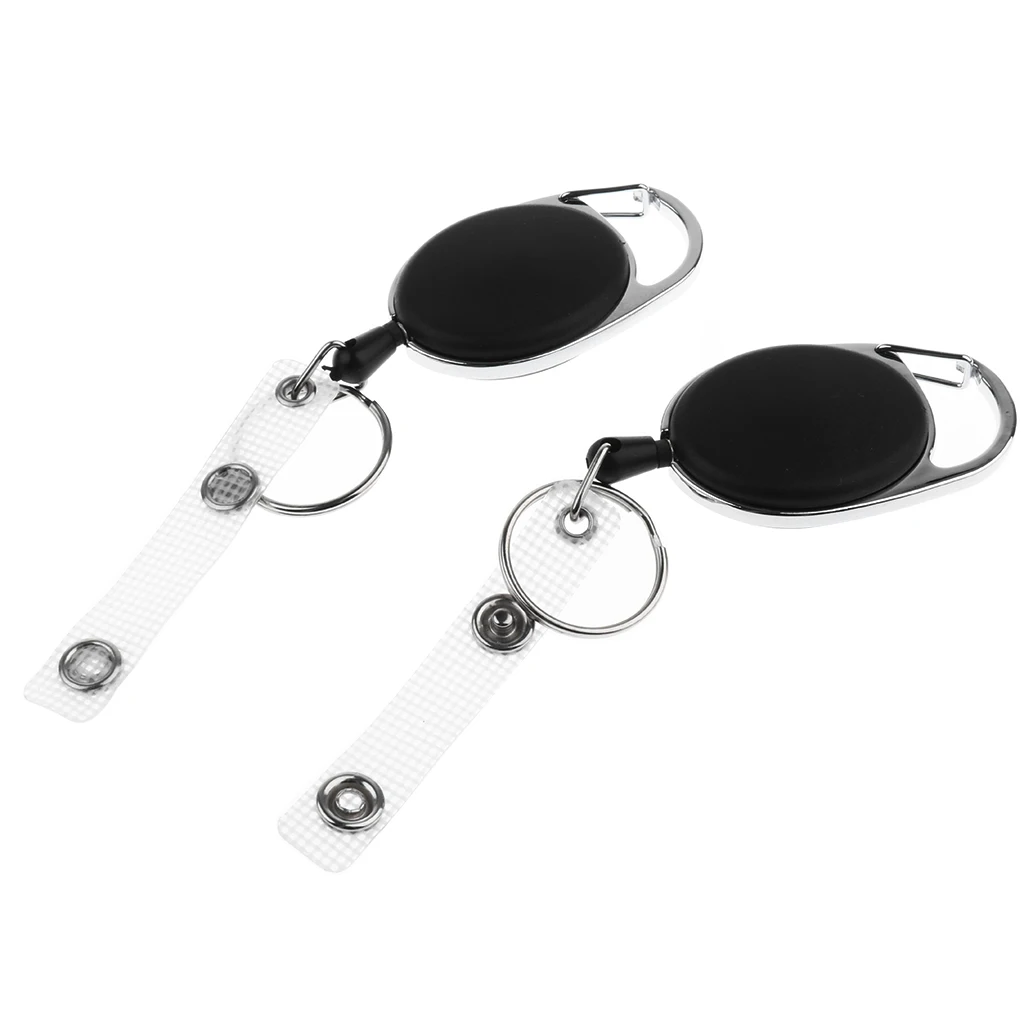 2pcs Retractable Key Holder with Metal Belt Clip & Wire, Great Cards or USB Flash Drives