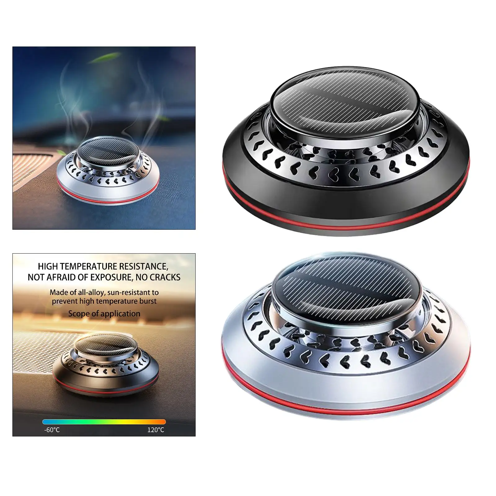 essential Diffuser Solar Car Perfume Solar Energy Rotating Car Air Fresheners for Vacation Travel Vehicle Family