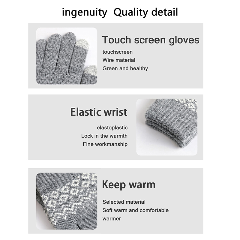 Winter Warm Knitted Gloves Mobile Phone Touch Screen Knitted Gloves Winter Thick Warm Cycling Riding Adult Gloves For Men Women