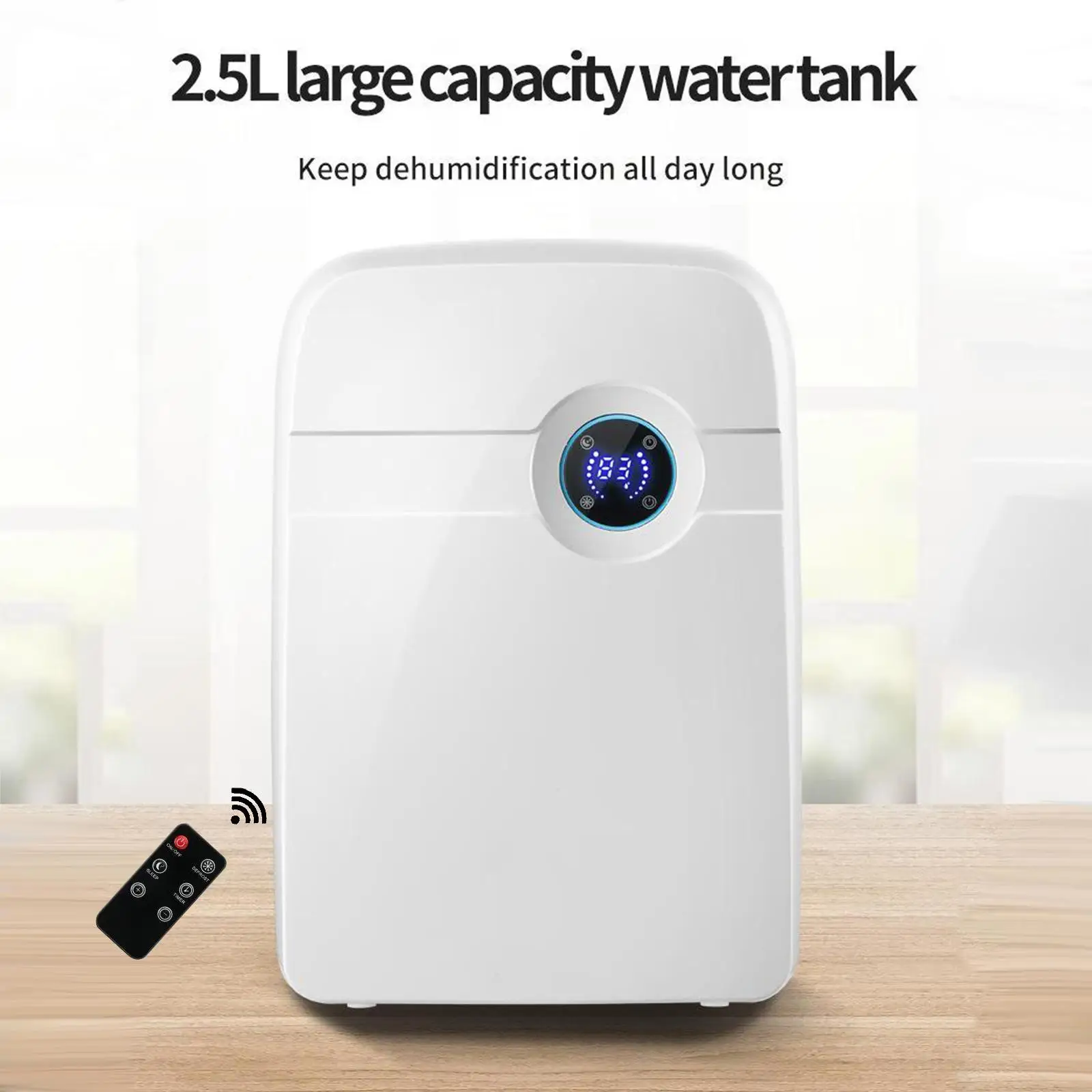 Portable Electric Dehumidifier & 2.5L Water Tank for Home Bathroom 