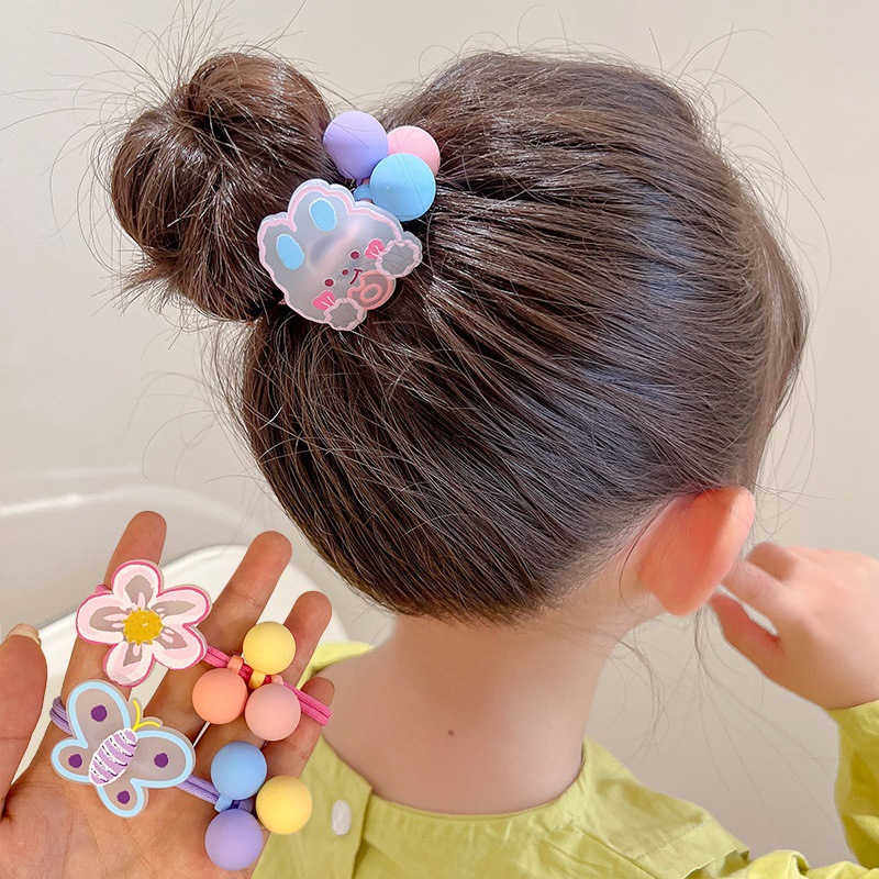 2 Stück süße Blumen-elastische Haarbänder, Pferdeschwanz-Halter, niedliche Haargummis für Frauen, Mädchen, Kinder, Haargummi, Seil, Haar-Accessoires – Detail 2