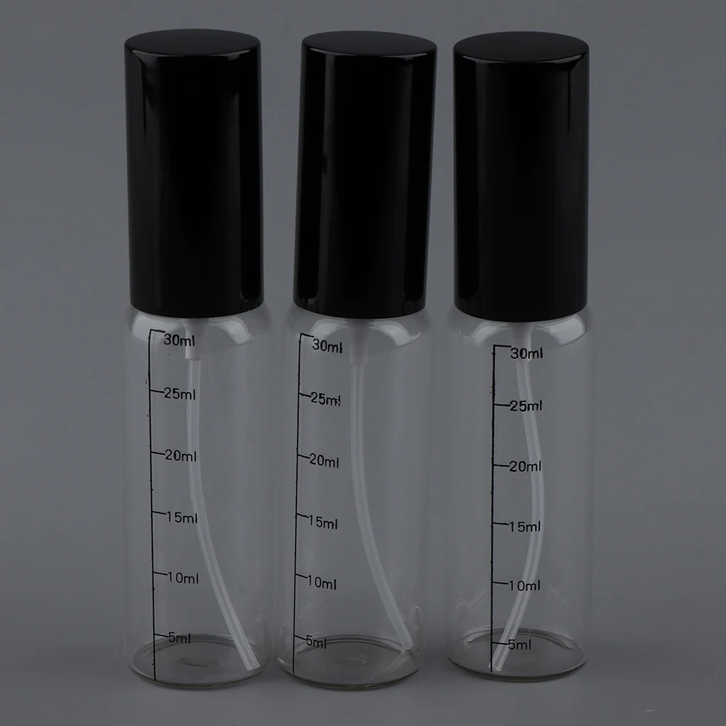 3-Pack Clear Refillable Glass Mini Spray Empty Bottles for Perfume Liquid (30ml)