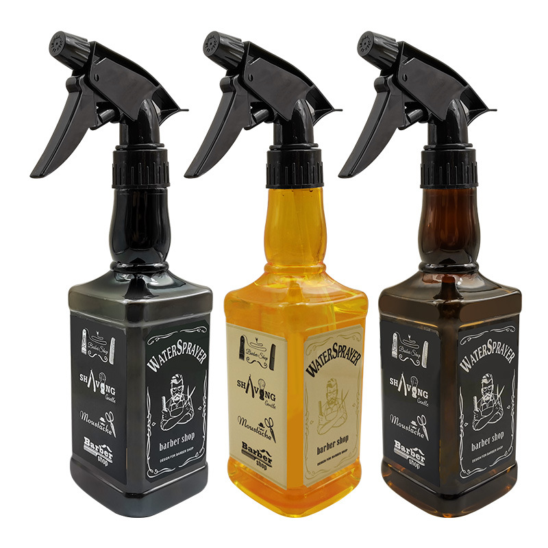 Description Picture 2 of item3 Colors 500ml Hairdressing Spray Bottle Retro Whiskey Oil Head Watering Can Water Sprayer Professional Salon Barber Hair Tool