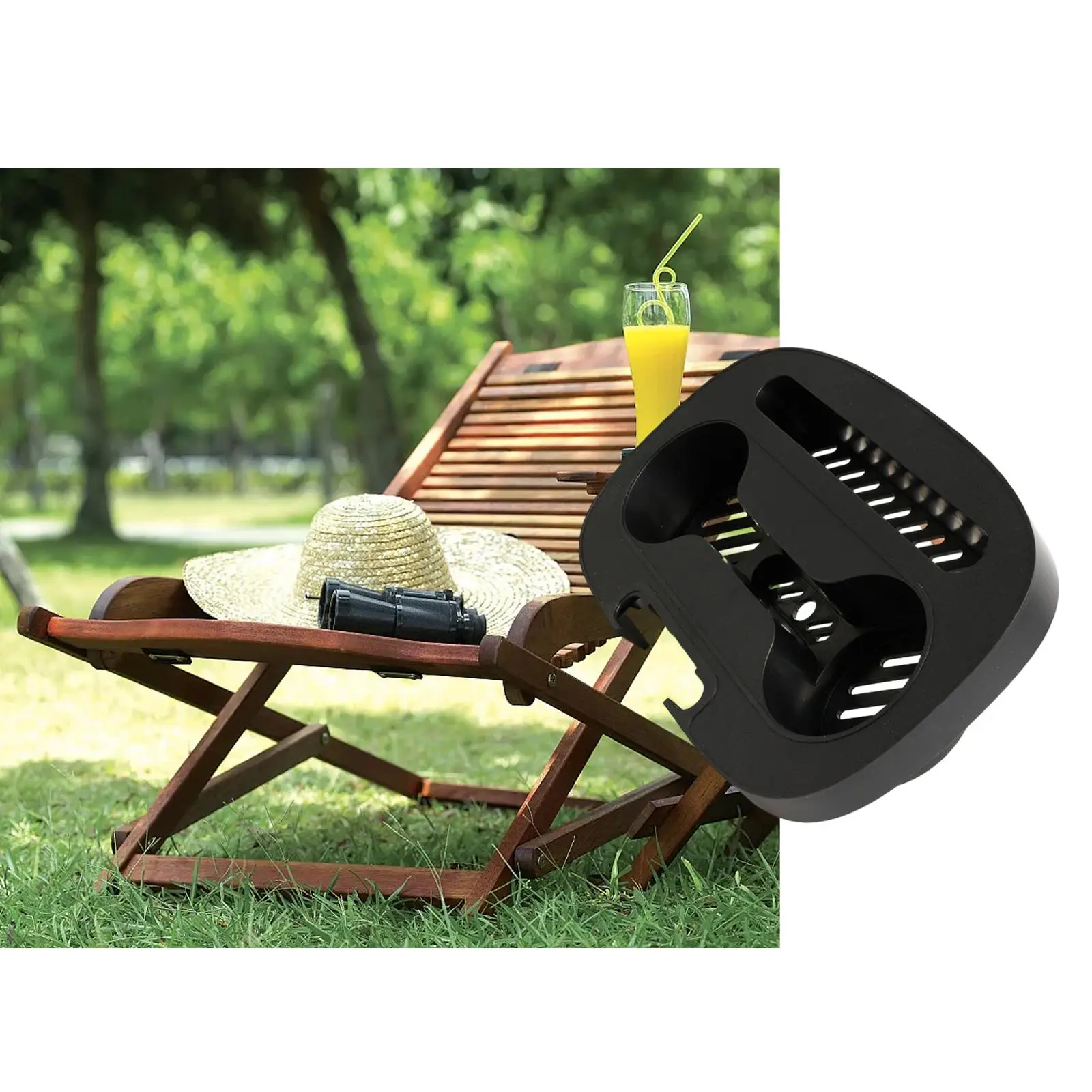 Folding Chair Patio Chair Cup Holder Tray Multifunctional Smooth Surface Portable Durable Universal Accessory for Swimming Pool