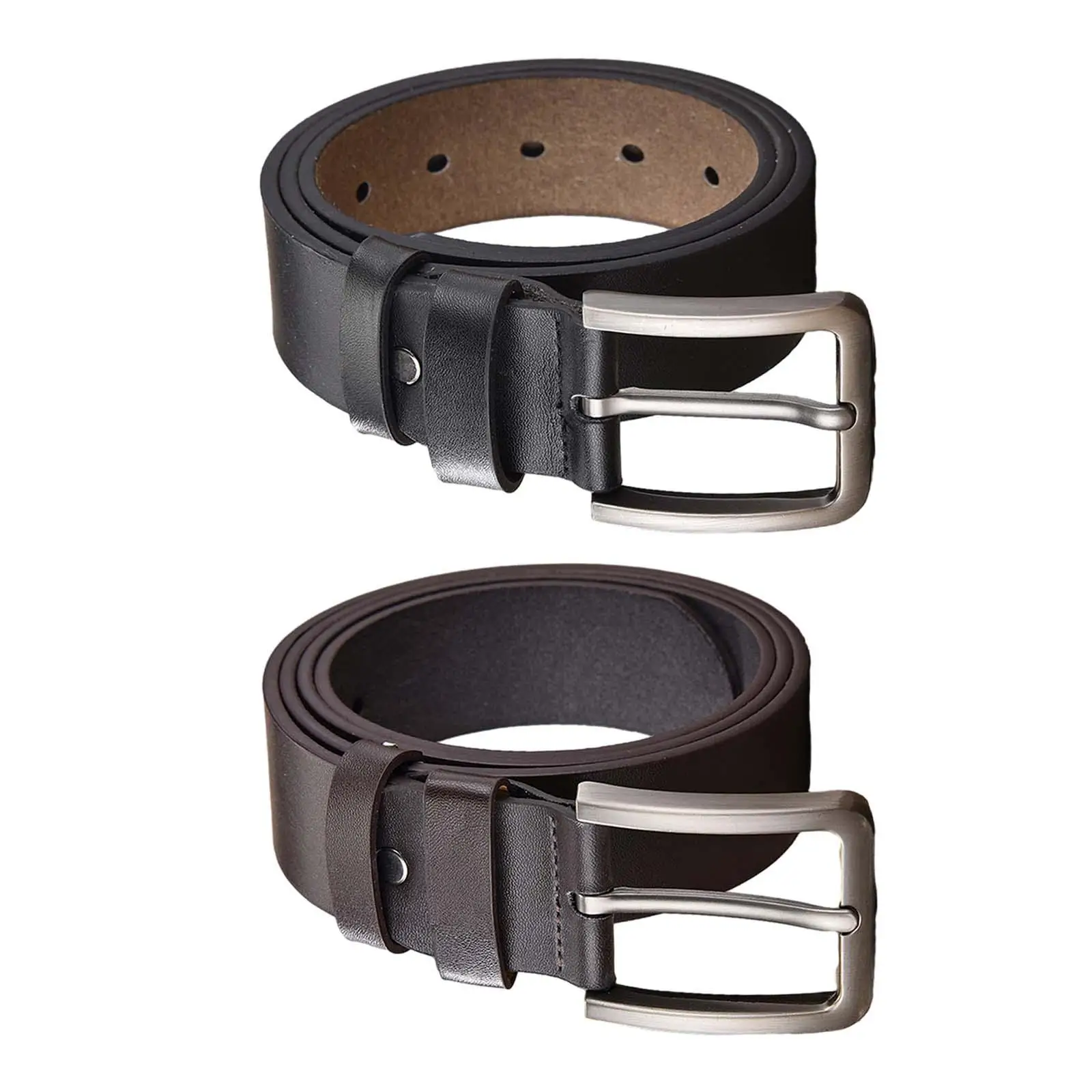 Men Dress Belt 47inch Pin Buckle PU Leather Belt for Work Jeans Outdoor