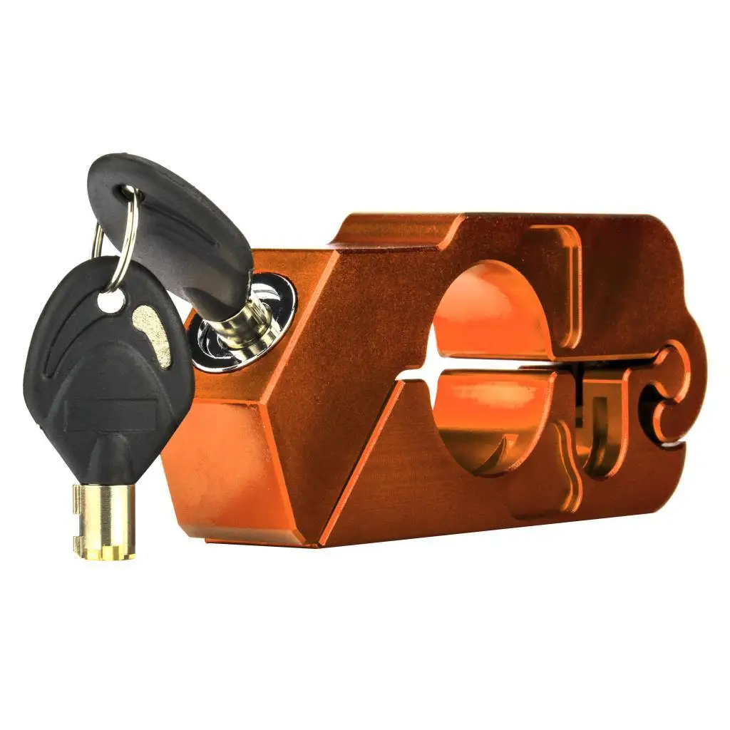 Orange Motorcycle CNC Grip Lock Security Handlebar Brake Lever Lock for Scooters
