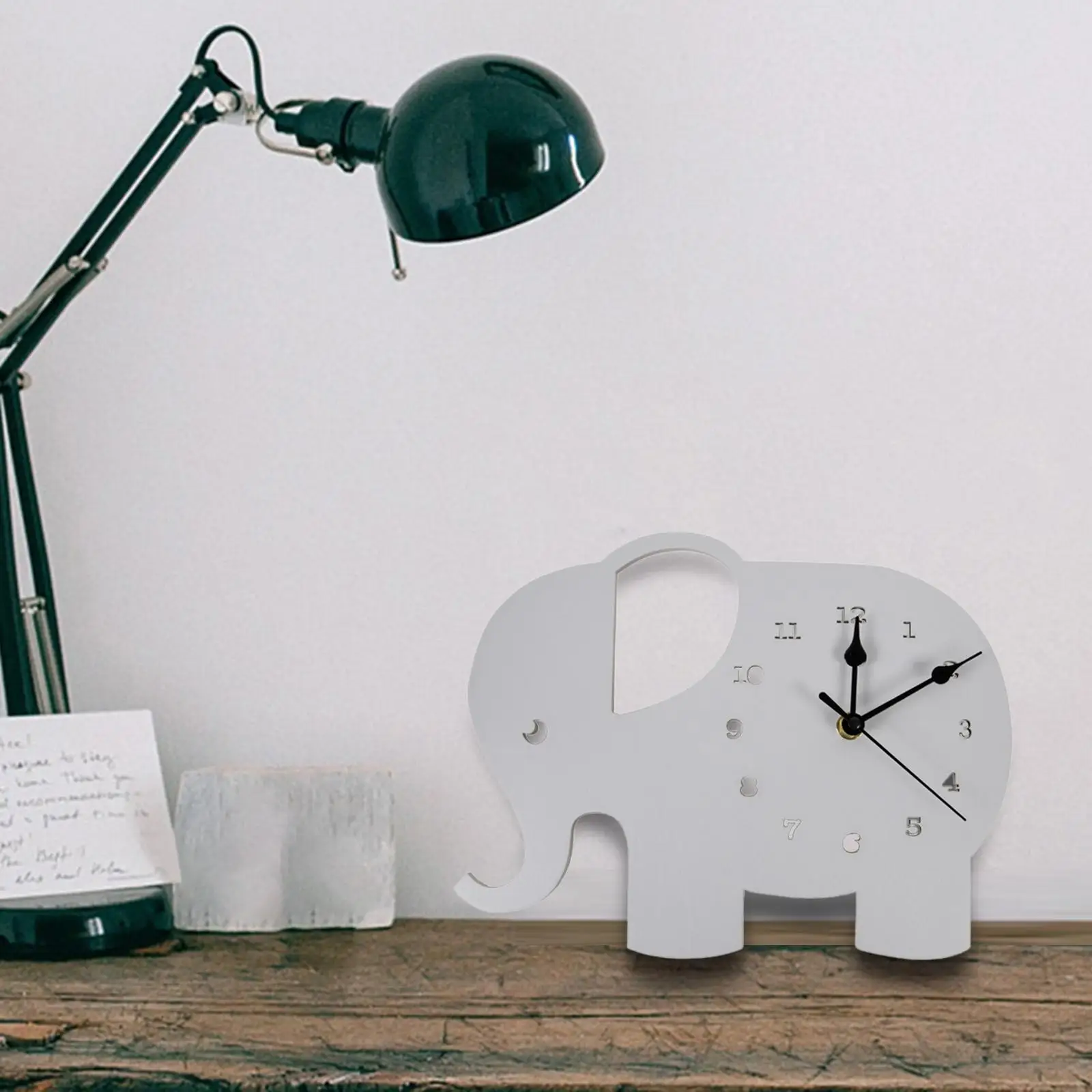 Unfinished Elephant Wall Clock Ornament Hanging Wooden Clocks for Office Dining Room