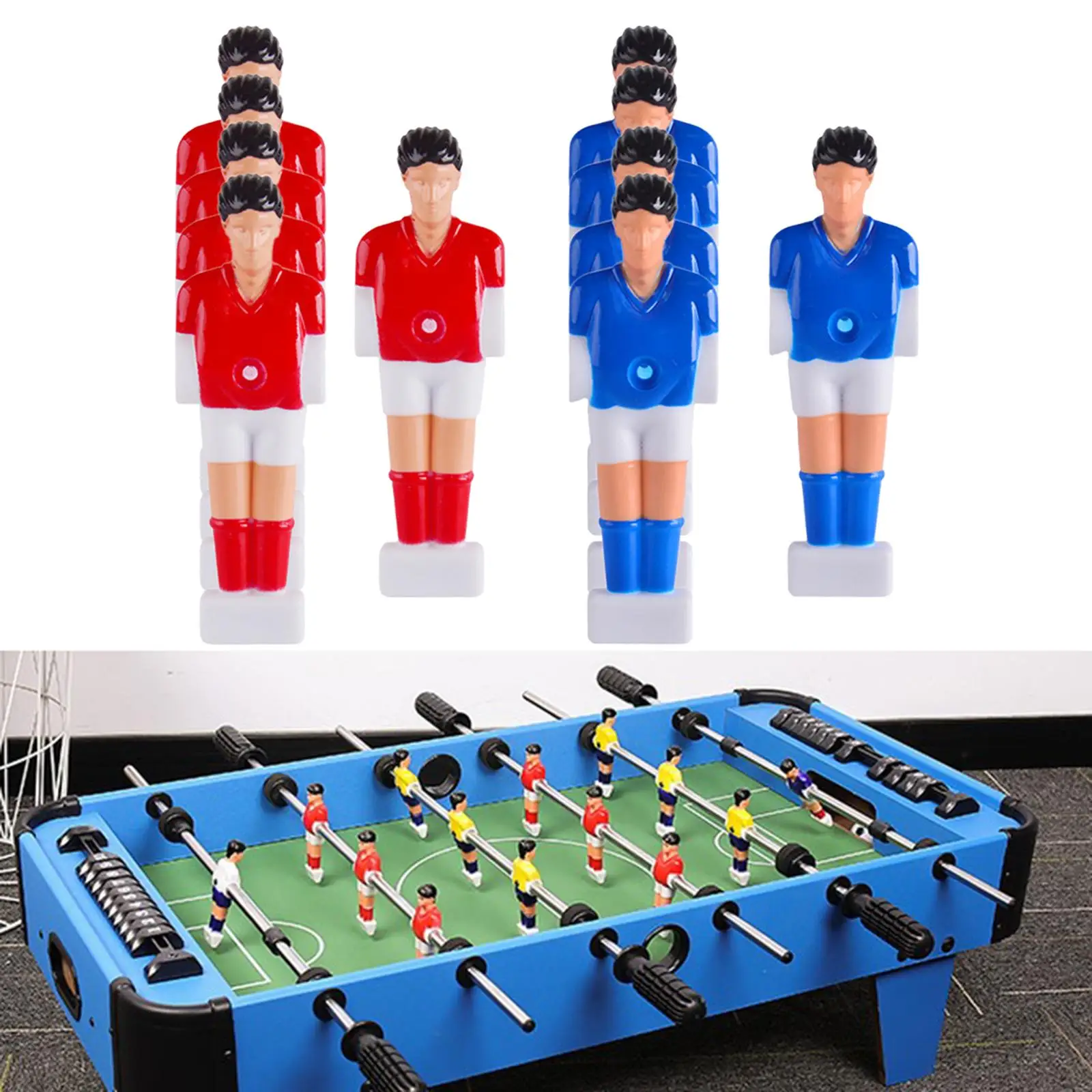 Set of 10 Foosball Player Humanoid 5 +5 Blue Replacement Soccer Games