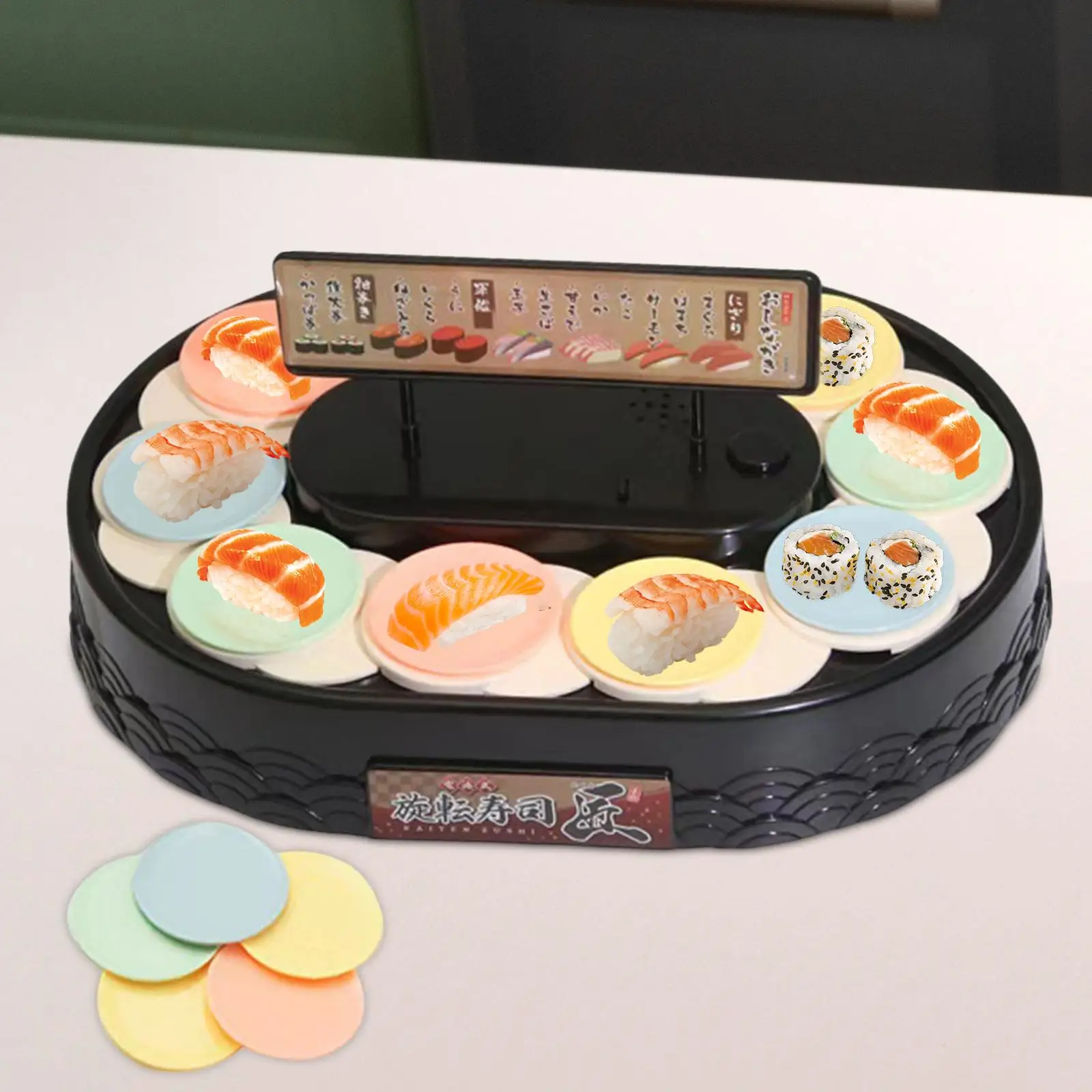 Sushi Machine Electric with Serving Trays Rotating Cupcake Display Stand Turntable for Jewelry Sushi Desserts Cupcakes Festival