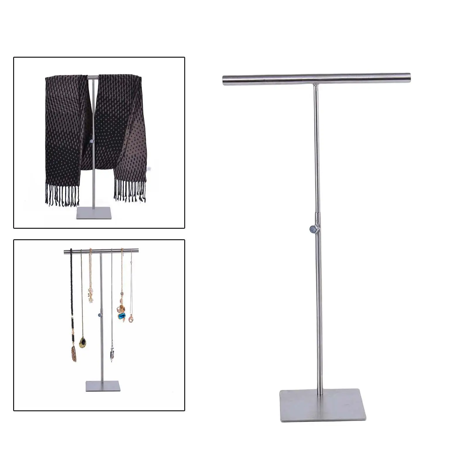Earring Display Stainless Steel Organizer Tower Holder with Base Hanging Bar Shelf Rack Watch Necklace Earrings Scarf