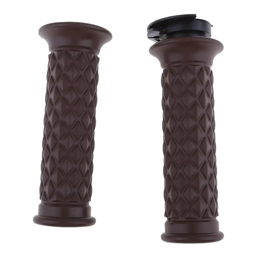 Motorcycle Rubber Handlebar Grips Bar End Thruster Grip 7/8 inch 22mm for  (Brown)