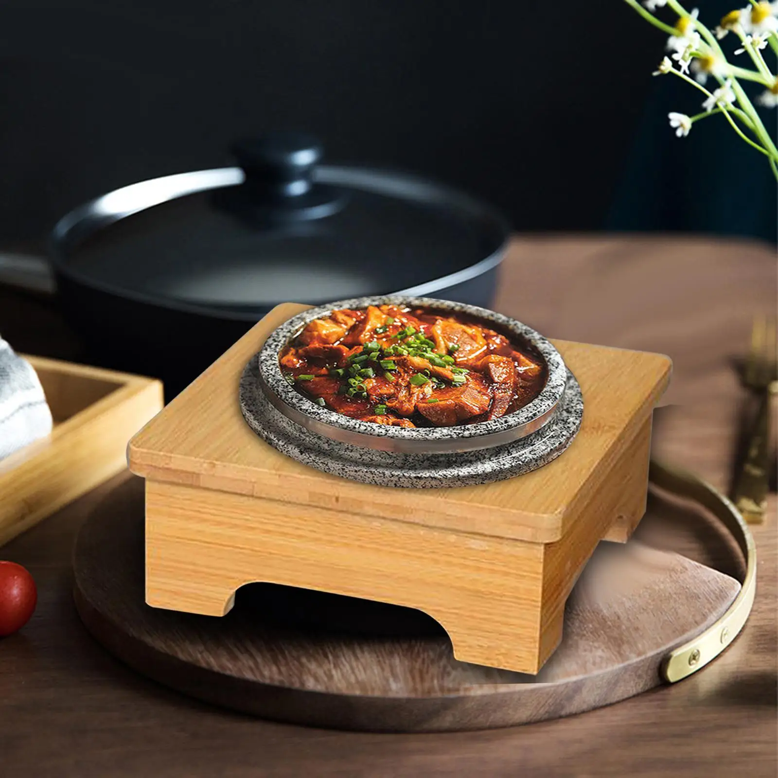 Wooden Trivets Heat Resistant Anti hot Durable Kitchen Wood Hot Pads Trivet for Hot Dishes Korean Bibimbap Counter Teapot