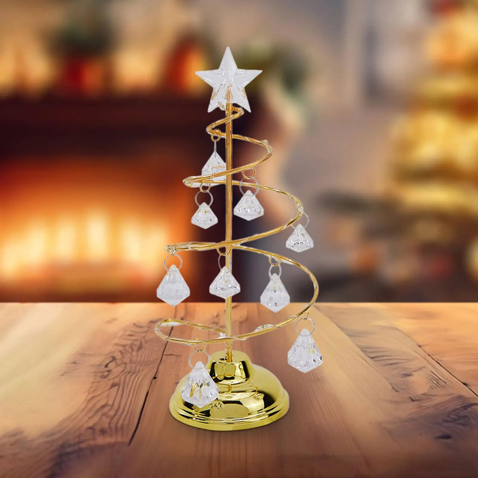 Crystal Spiral Christmas Tree Lamp Christmas Tree Light with Metal Stand Acrylic Balls for Wedding Tabletop Winter Home Xmas