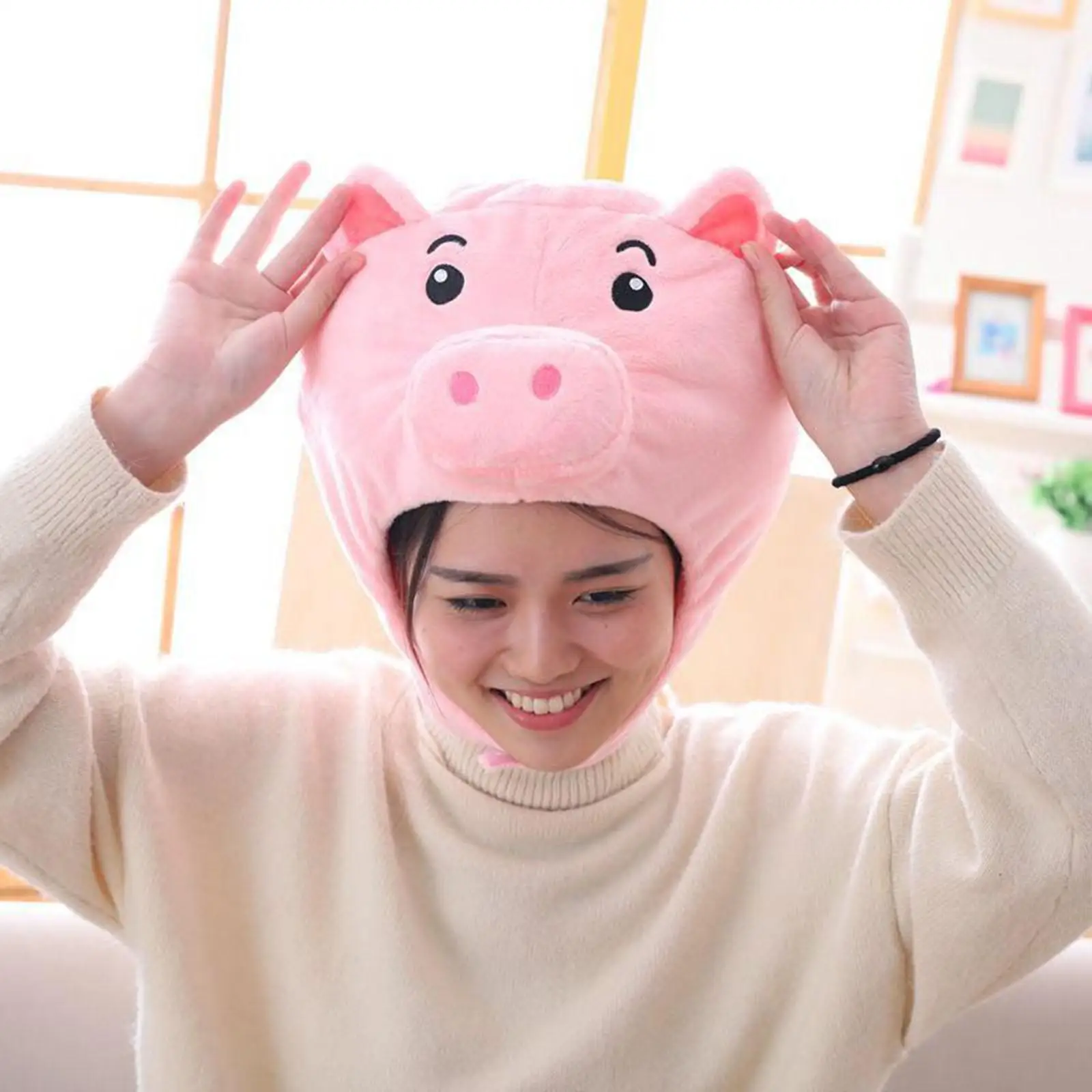 Funny Pig Hat Cosplay Women Girls Photo Props Headgear Birthday Gift Headband Costume for Party New Year Halloween Holiday Xmas