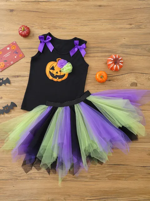 Costume da strega per bambini Top di zucca di Halloween con gonna Tutu  colorata arcobaleno per bambini Set di abbigliamento di Halloween per  bambina adolescente - AliExpress