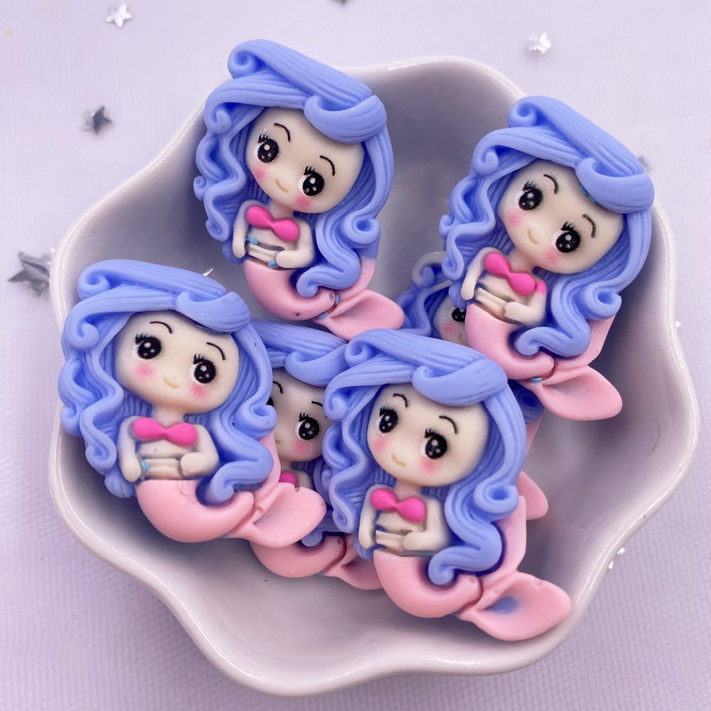 Description Picture 6 of itemPainted Resin Kawaii Colorful Mermaid Princess Girl Flatback Stone Figurine 10PCS Scrapbook DIY Home Decor Crafts Accessories