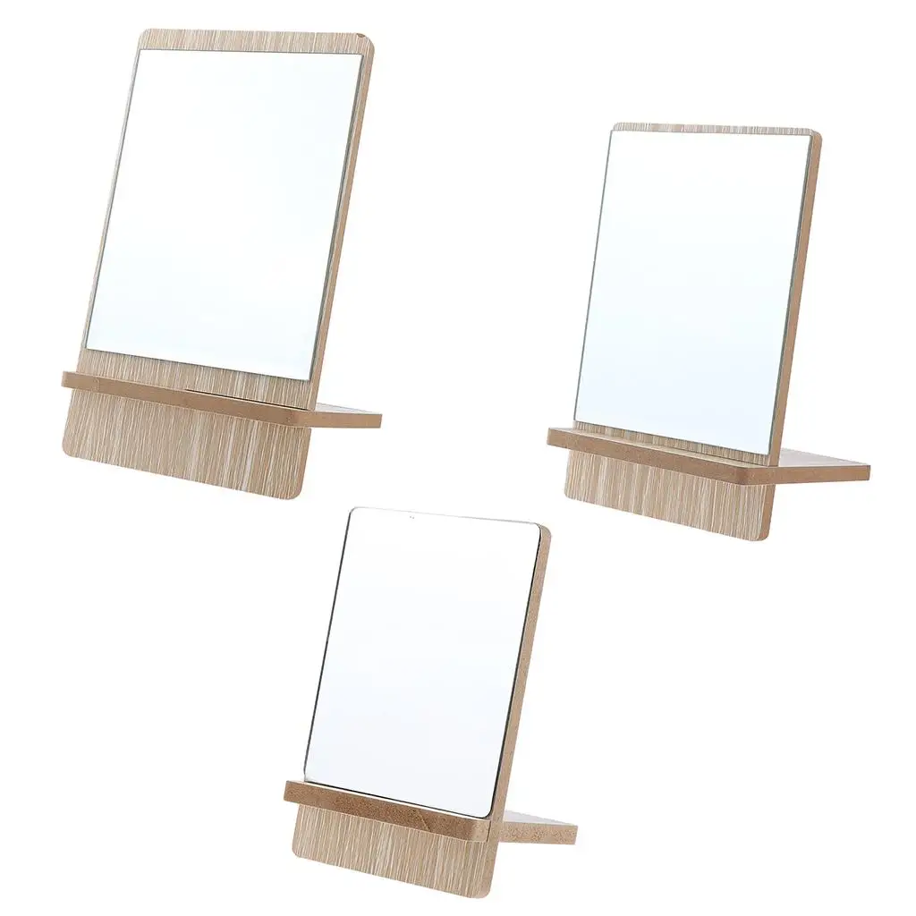 Bathroom Shaving Vanity Mirror Standing Wooden Folding Makeup Mirror