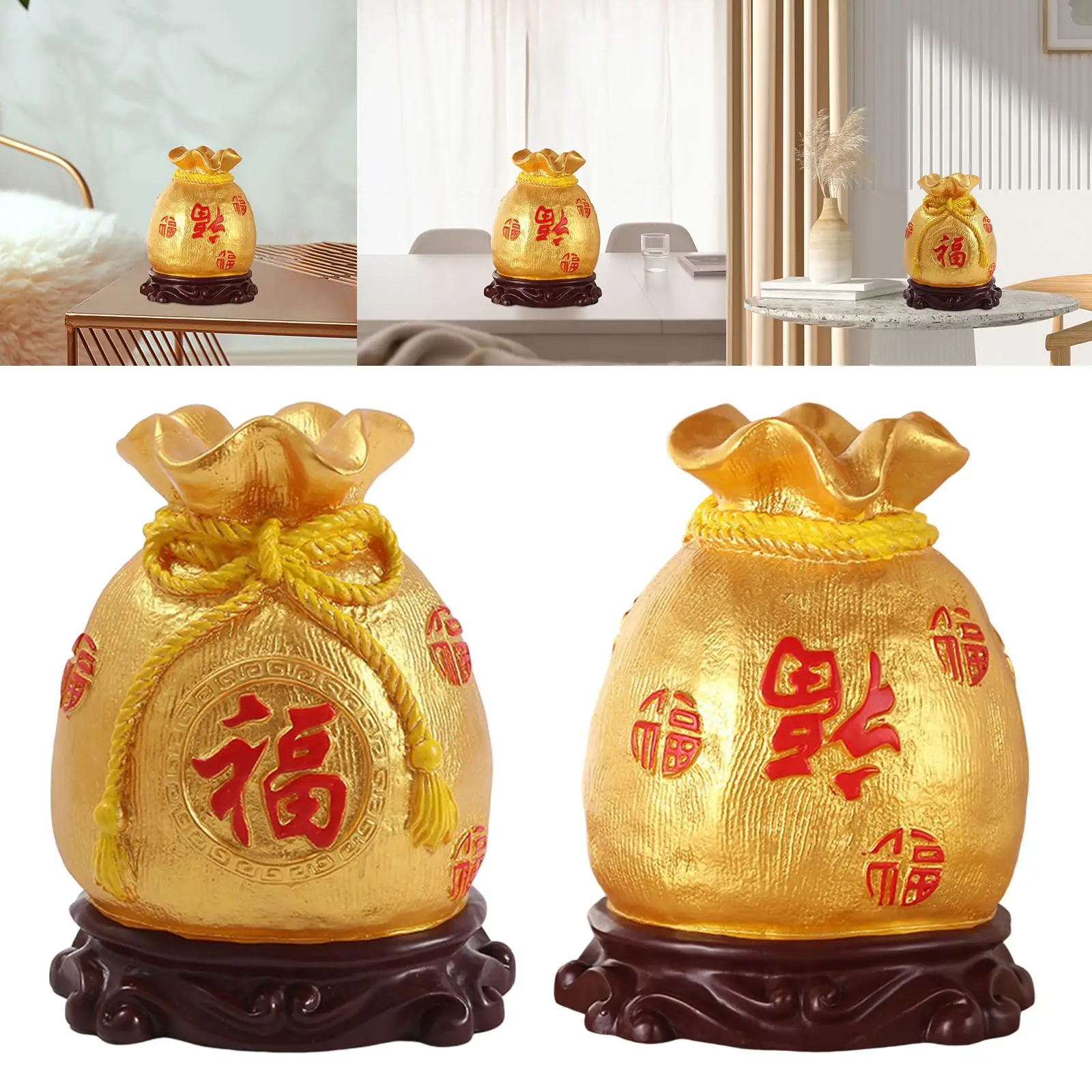 Chinese Piggy Bank Sculpture Crafts Saving Box Feng Shui Ornament Money Box Statue for Cabinet Desktop Shelf Living Room Decor