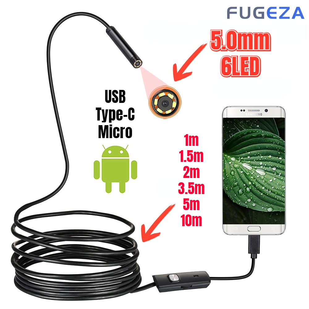 Камера-Эндоскоп FUGEZA, 6 светодиодов, 5,5 мм, USB Type-C | AliExpress