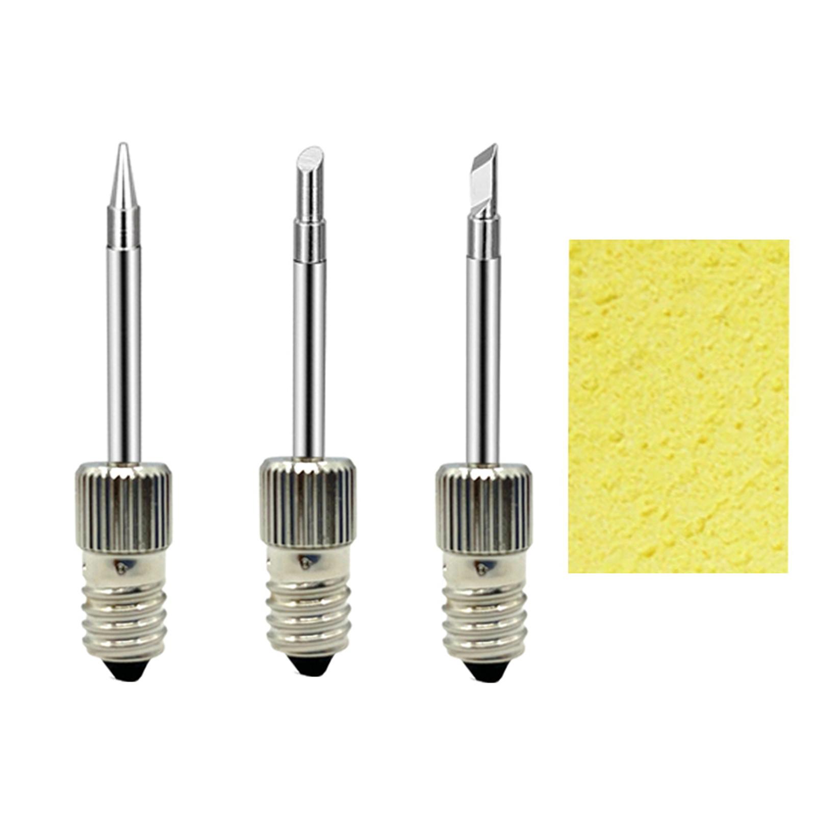 3x Brass Welding Soldering Tips USB Soldering head Replacement with Cleaning Sponge Soldering Tips for Soldering Tips Tools