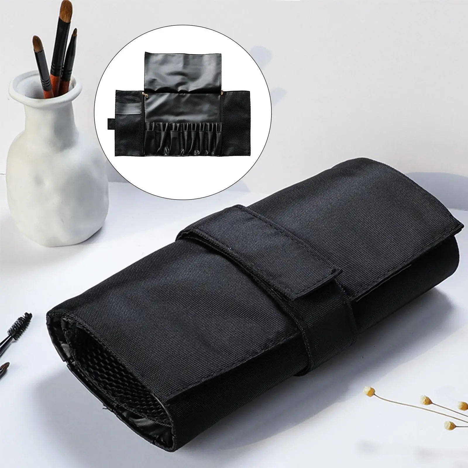  Organizer ,24 Pockets, Rolling Case, PU Leather  Portable Professional Holder for Fashion  (Without Brush)