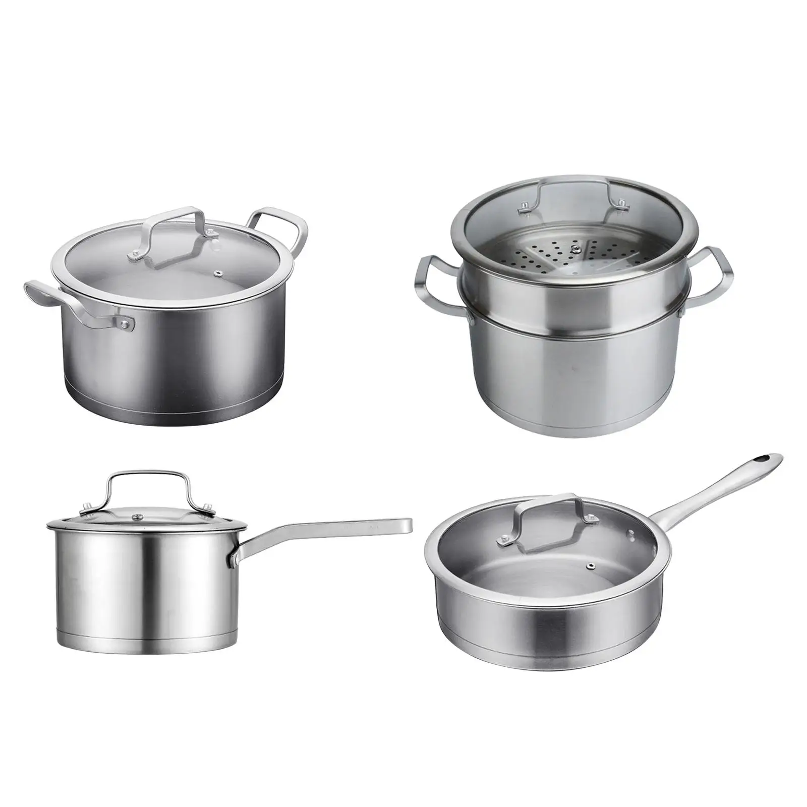 Kitchen Pot Steamer Frying Pan Saucepan Portable Cookware with Glass Lids Stockpot for Bar Restaurant Kitchen Countertop Home
