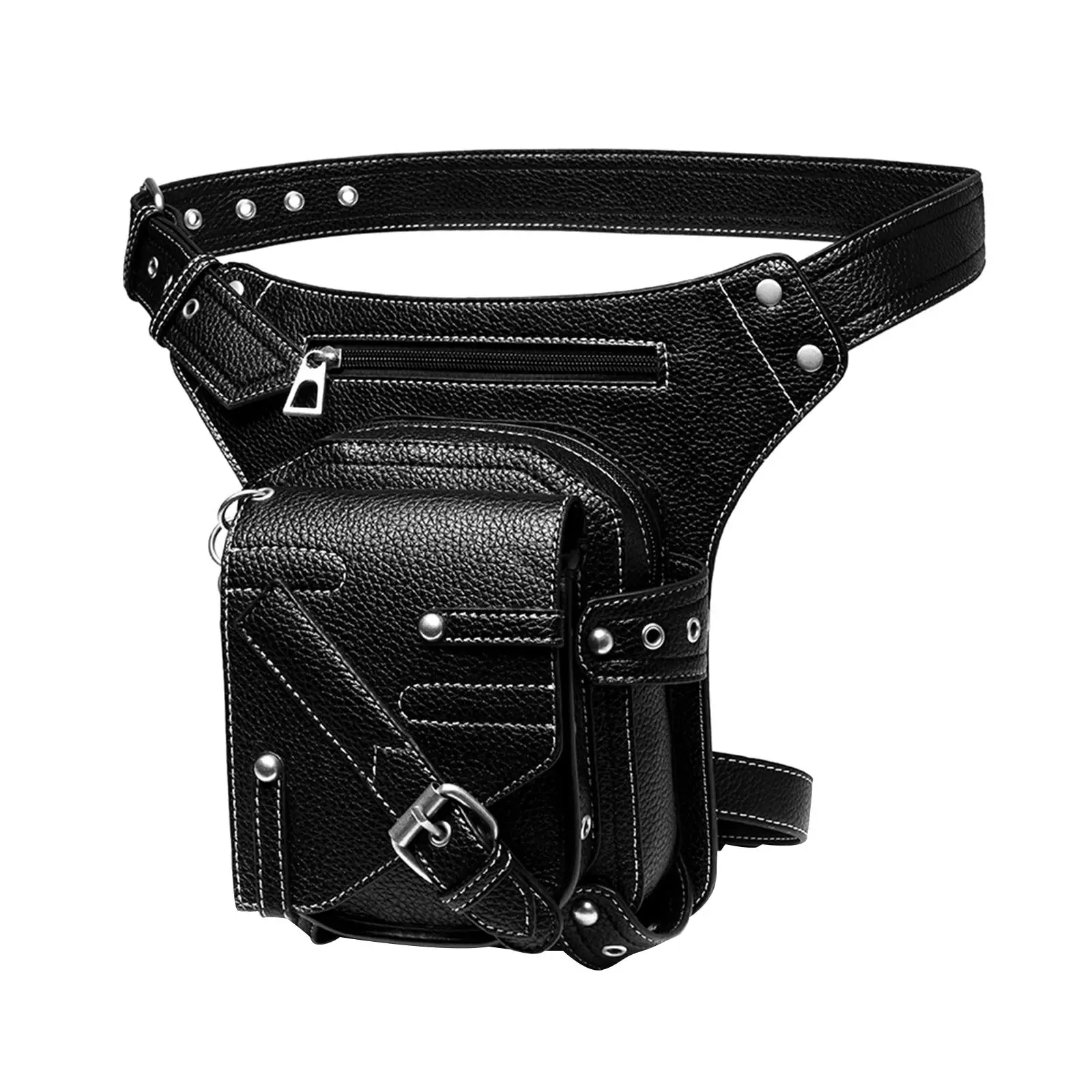 PU Leather Steampunk Waist Bag Fanny Pack Thigh Holster Outdoor Travel Nightclub for Women Men Climbing Messenger Shoulder Bags