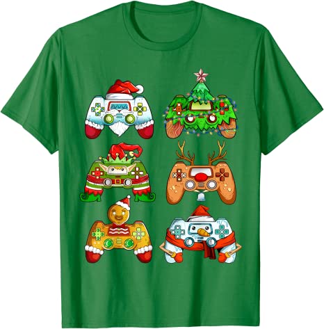 Weihnachten Santa Elf Gaming Controller Schneemann Jungen Kinder Gamer T-Shirt Geschenke spielen Videospiel Urlaub T-Shirt Weihnachten Urlaub y2k Tops – Detail 7