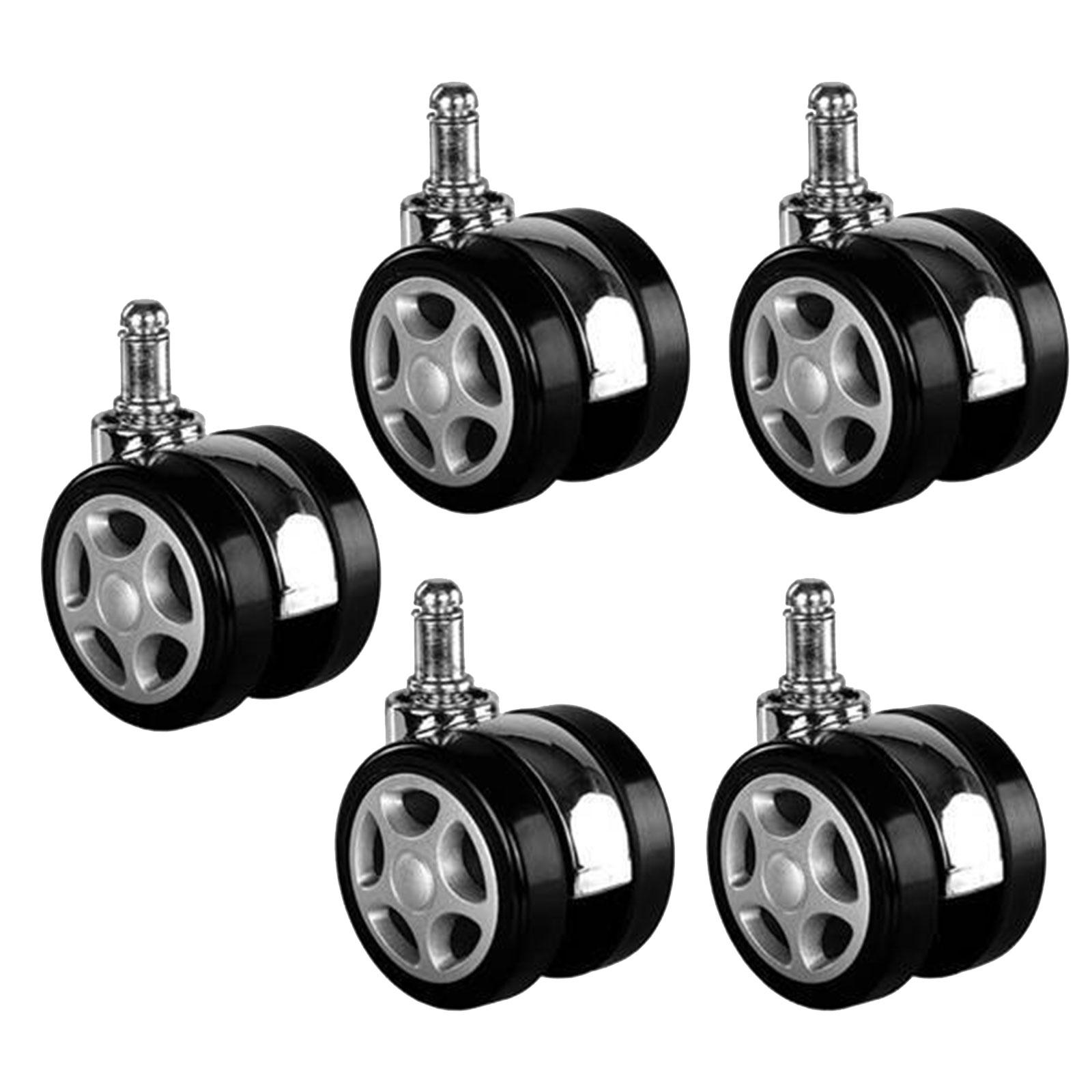 5x Office Chair Wheels Noise Free Universal Wear Resistant Accessories Smooth Gliding Mute 2 inch for Carpet Hardwood Floor