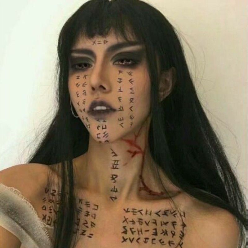Halloween Groll Tattoo wasserdicht temporäre Tätowierung dauerhafte gefälschte Tätowierung japanisches Symbol Gesicht Tattoo Goth schreckliche Mumie Tattoo – Detail 4