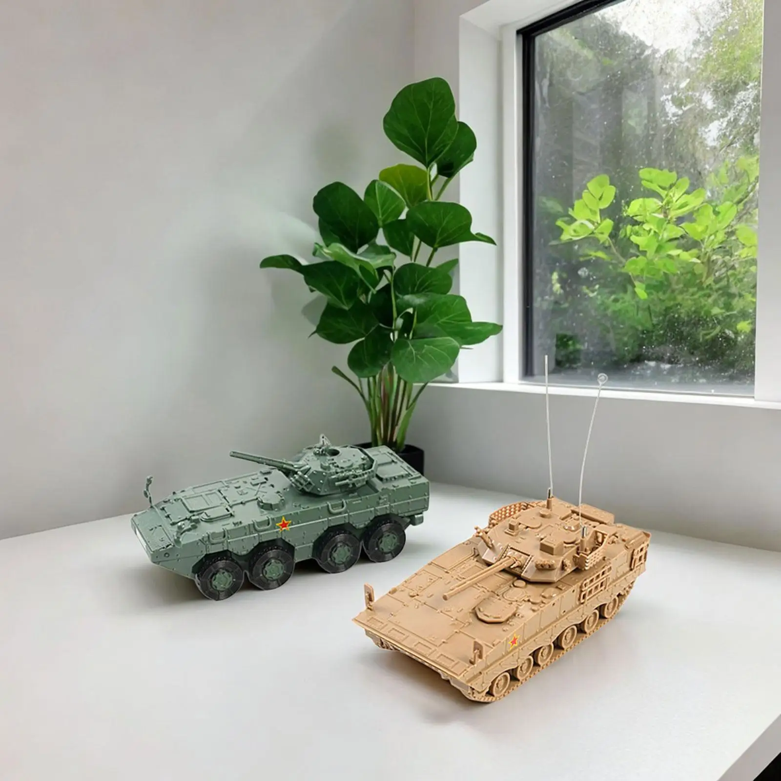 2x 1/72 Assembly Tank Model Building Kits Educational Toys Mini Vehicles 4D Modern Tank Model for Girls Children Birthday Gifts