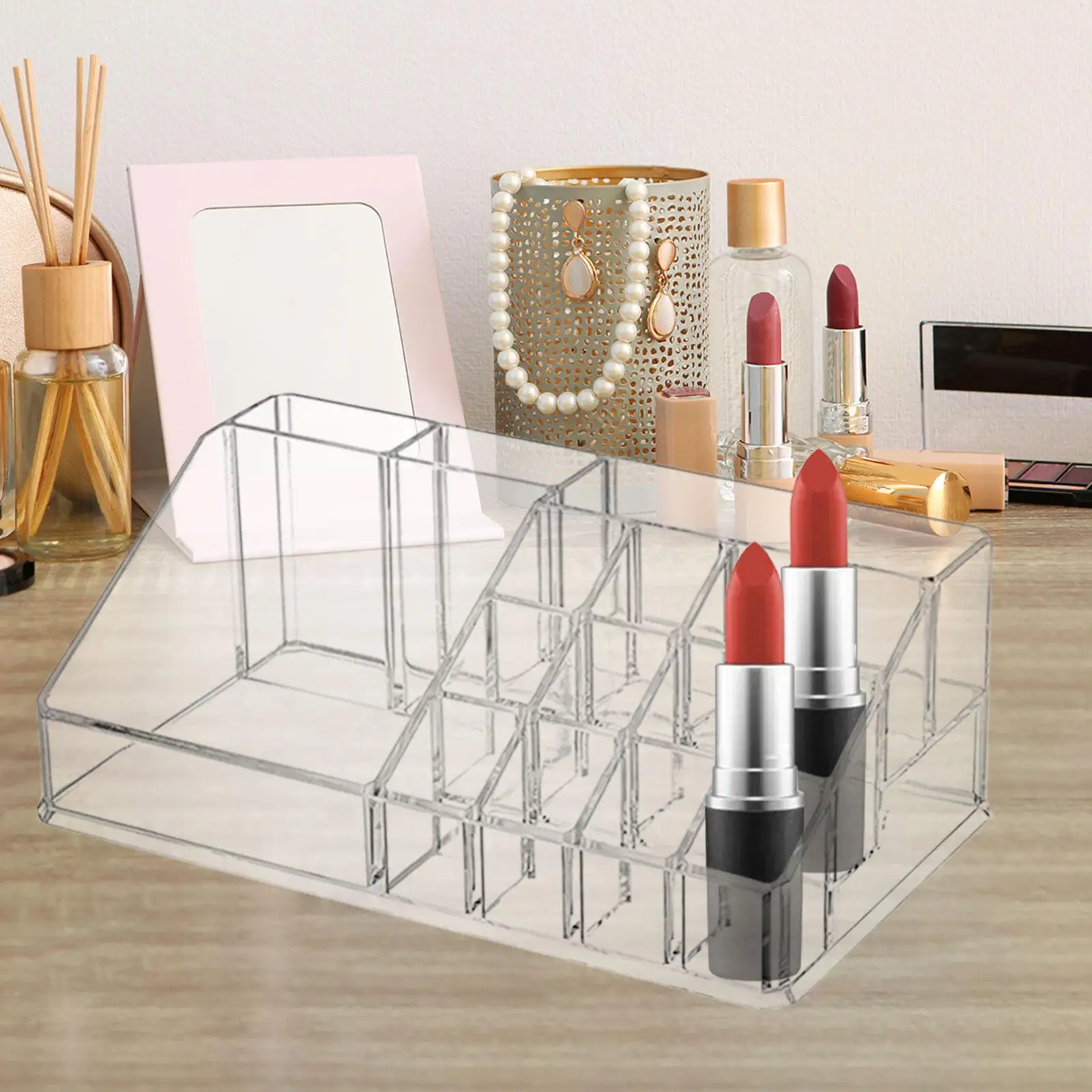 Makeup Organiser 16 Compartments Storage Lip Gloss Lipstick Holder Case