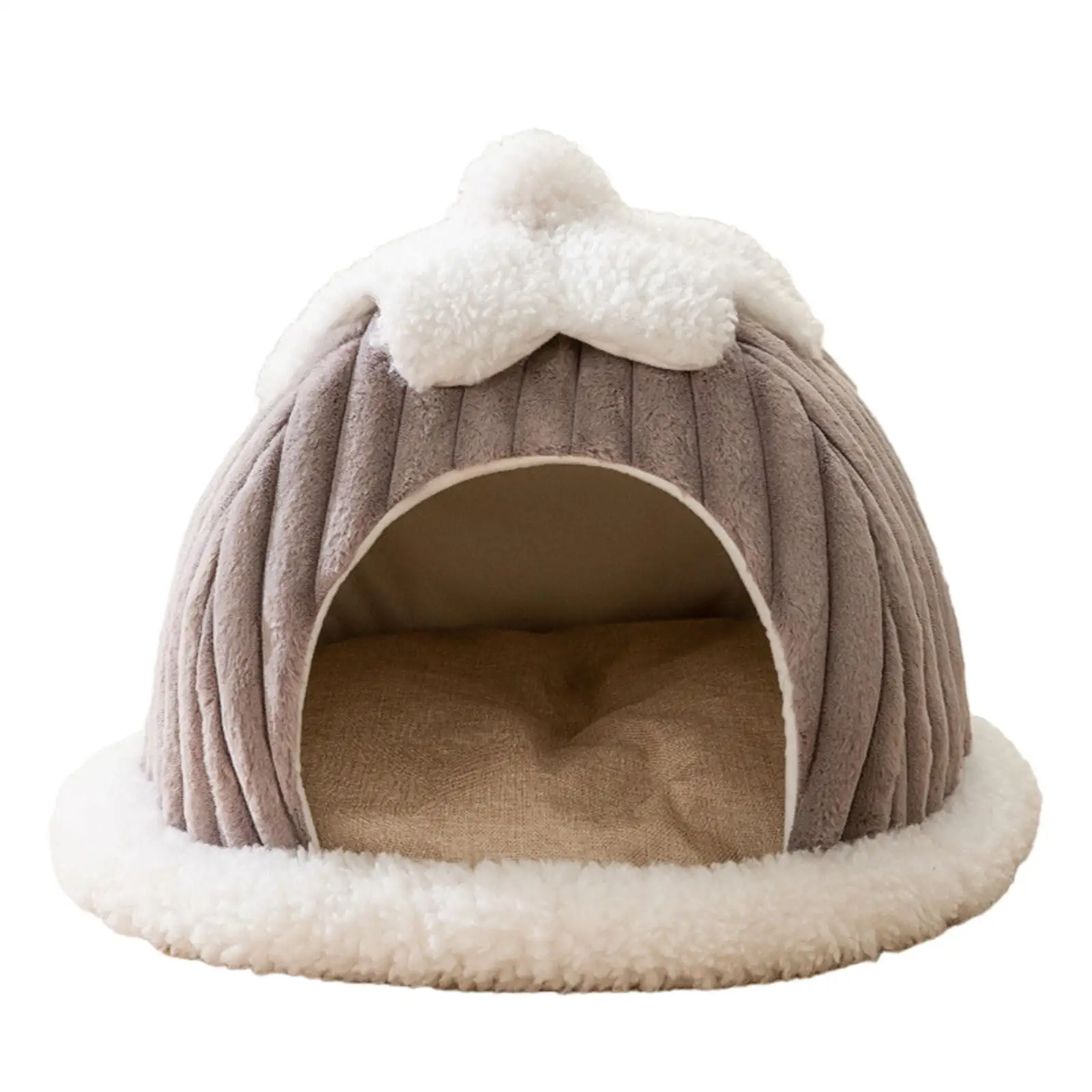 Cat Bed Self Warming Cat House Semi Enclosed Pet Cat Nest Cat Bed Cave for under 6 Catties Pomeranian Poodle Kitten Dog