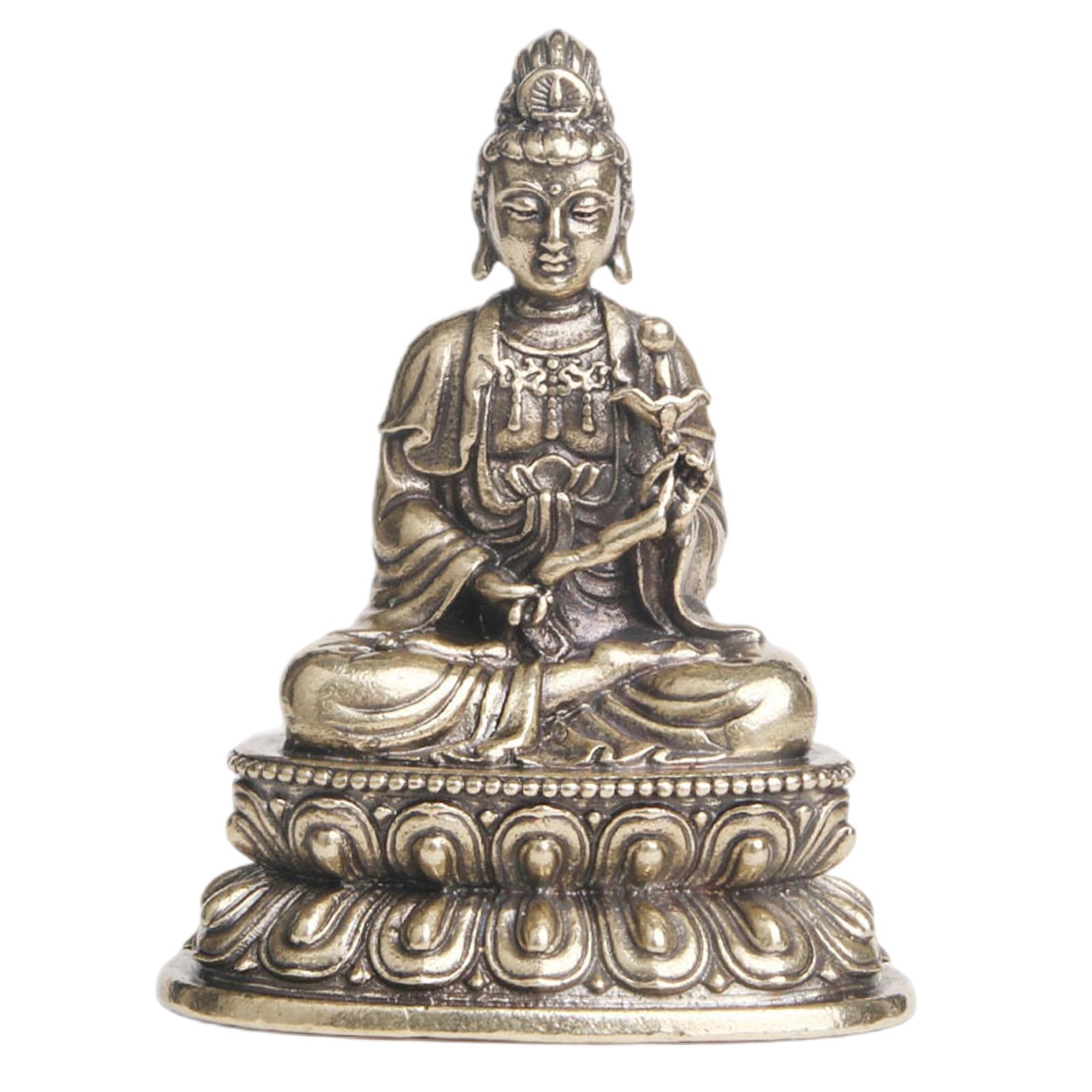 Antique Style Chinese Meditating Buddha Statue Seated Buddhism GuanYin Figurines Feng Shui Zen Sculpture Ornament for Artwork