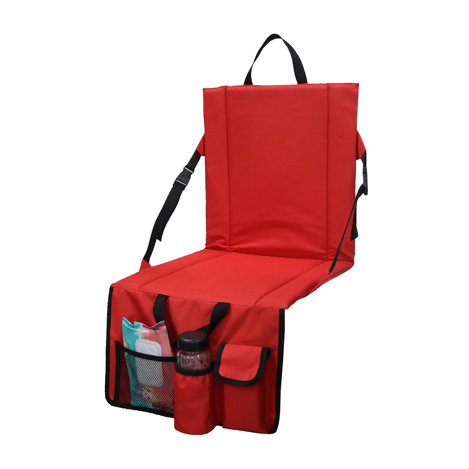 Folding Stadium Chair with Pocket Cushion Adjustable Sit Mat Oxford Cloth Cup Holder for Camping Beach Picnic Backpacking Travel