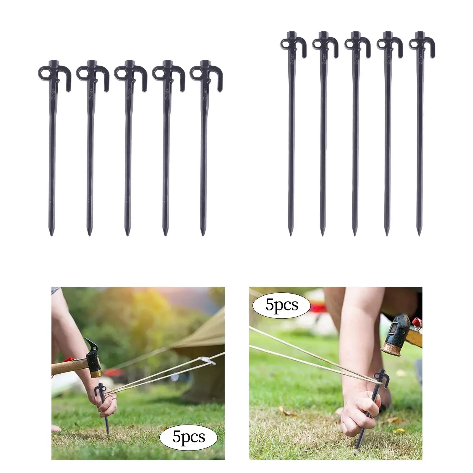5Pcs Steel Tent Spikes Outdoor Tarp Mechanical Ground Nails Sand Anchor Nail for
