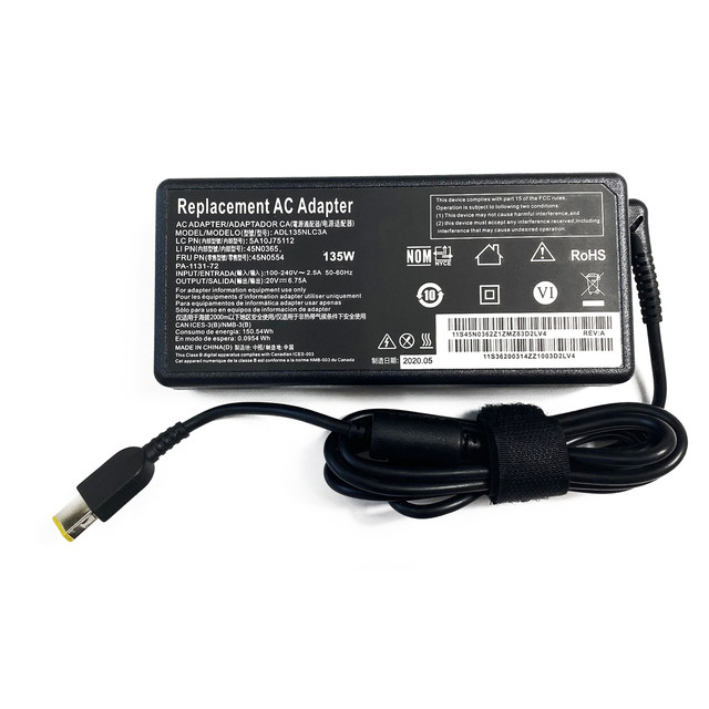 Cargador de CA de 135 W para Lenovo Ideapad Gaming 3 3-15IMH05 3-15IHU6  3-15ARH05 3-15ACH6 3-15IAH7 3-15ARH7 3-16IAH7 3-16ARH7 L340-17IRH  L340-17IRH