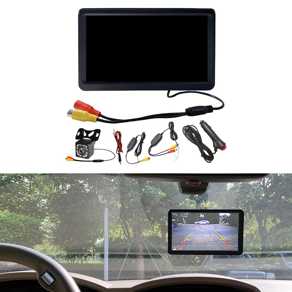 7 inch Backup Car Color LCD Monitor 2.4G Wireless Receiver Trainsmitter 12 LED Camera 170° Viewing Angle SUV HD Lens 1024x600